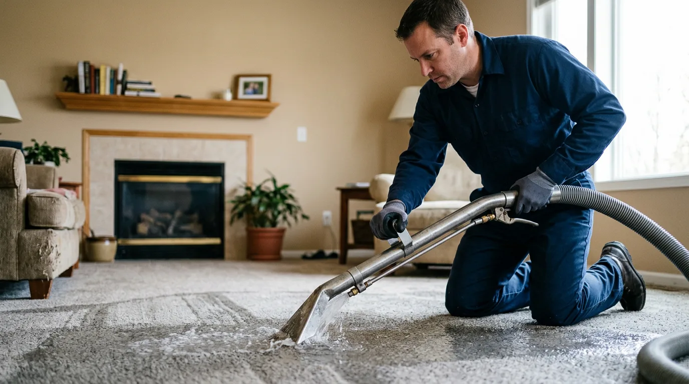 Water damage restoration technician working near Tobias, NE